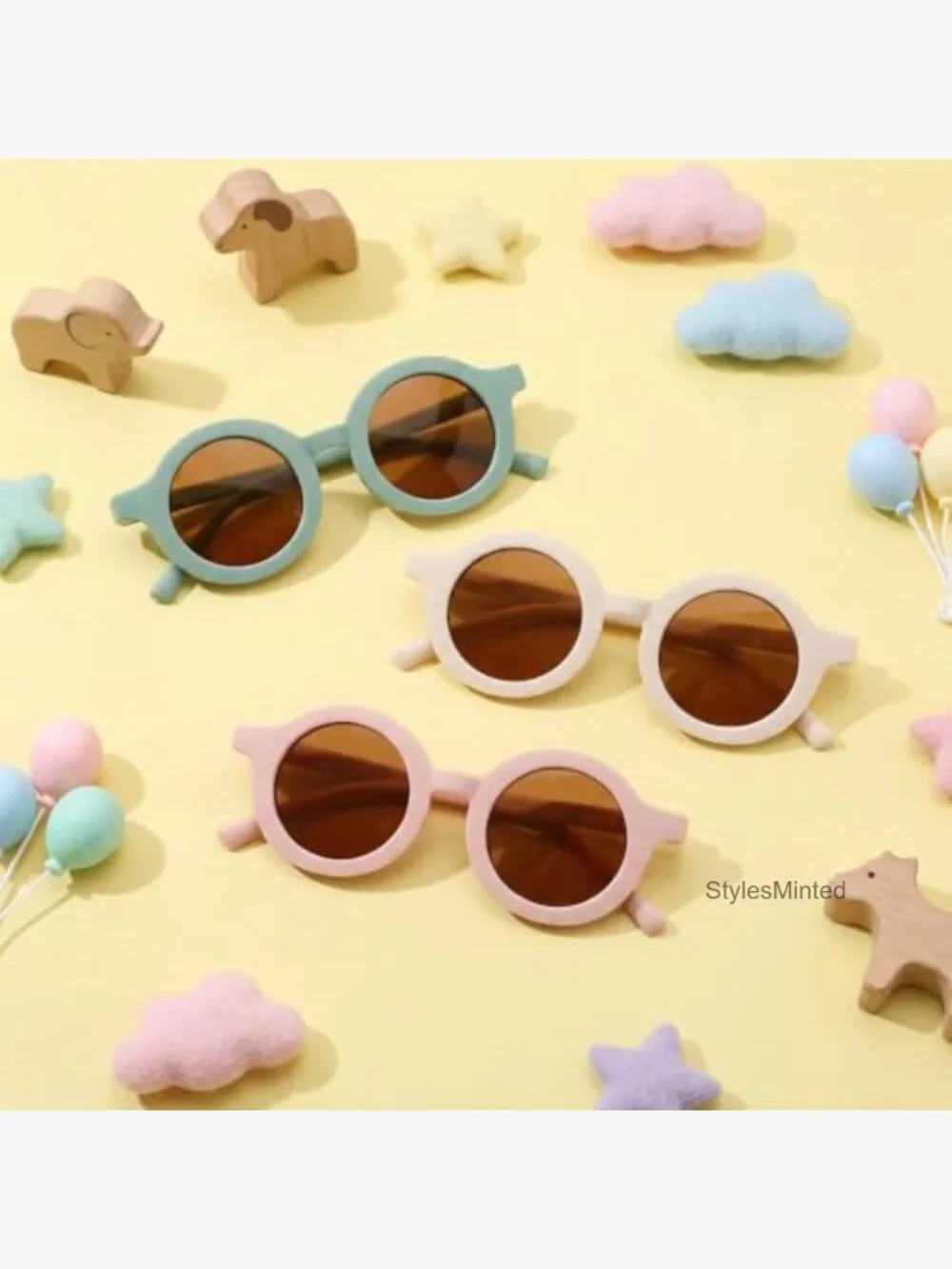 3 Pack UV400 Round Sunglasses for Kids Outdoor Play